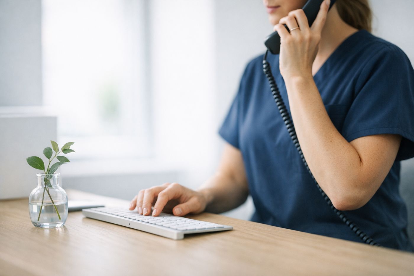 Axis Pain Group patient coordinator answering questions by phone