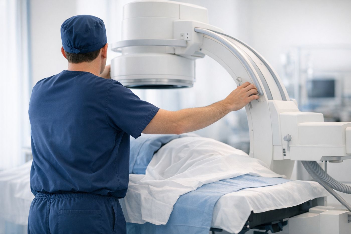 Patient in procedure room for epidural steroid injection